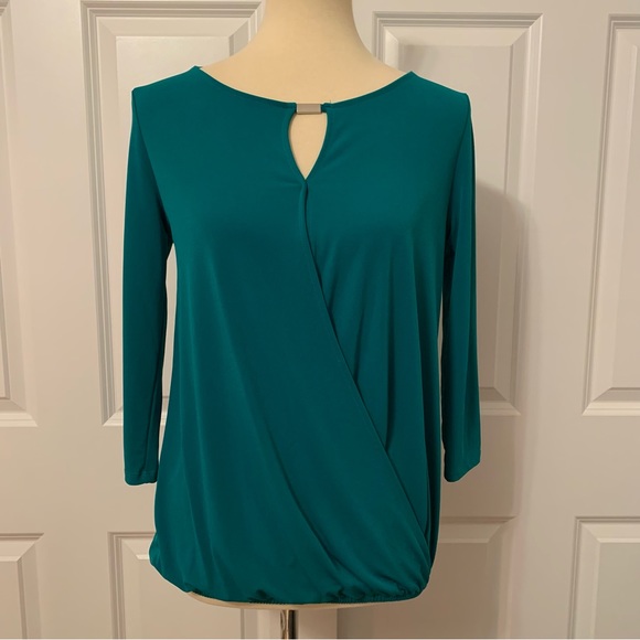 New York & Company Tops - New York & Company Teal Wrap Blouse